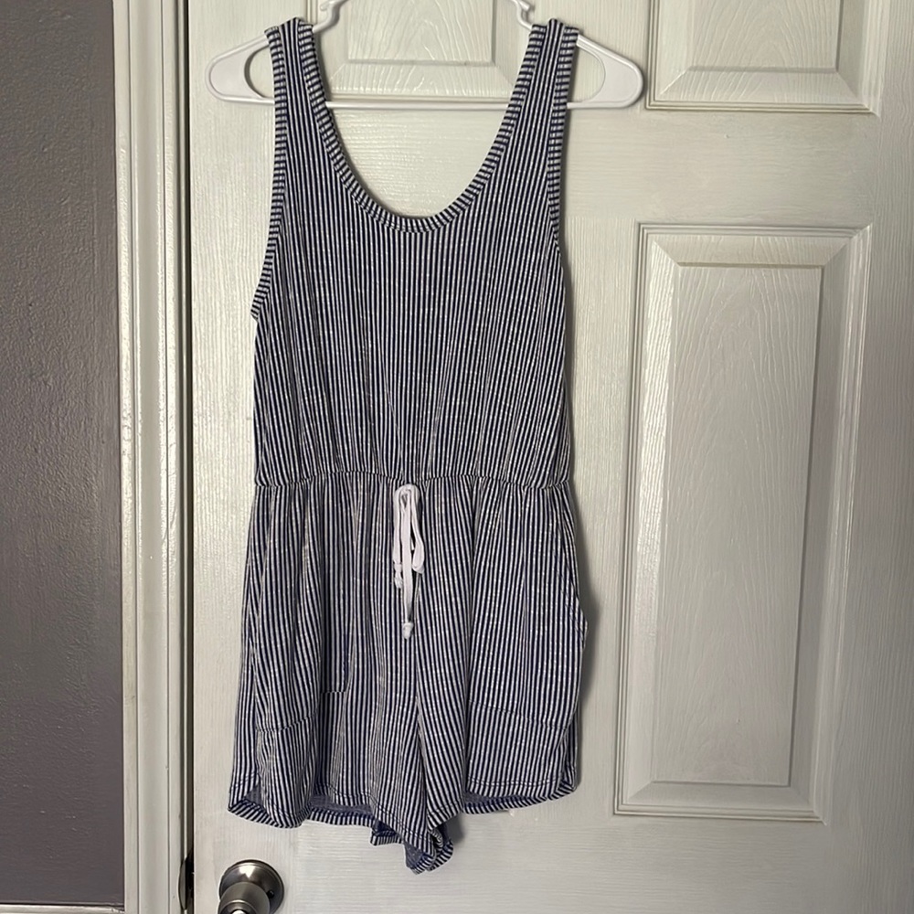 Blue Pinstripe Romper